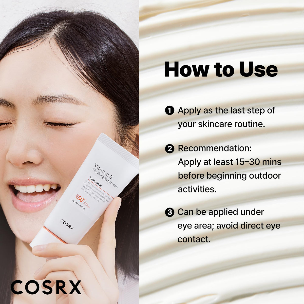 COSRX Vitamin E Sunscreen SPF 50 packaging details