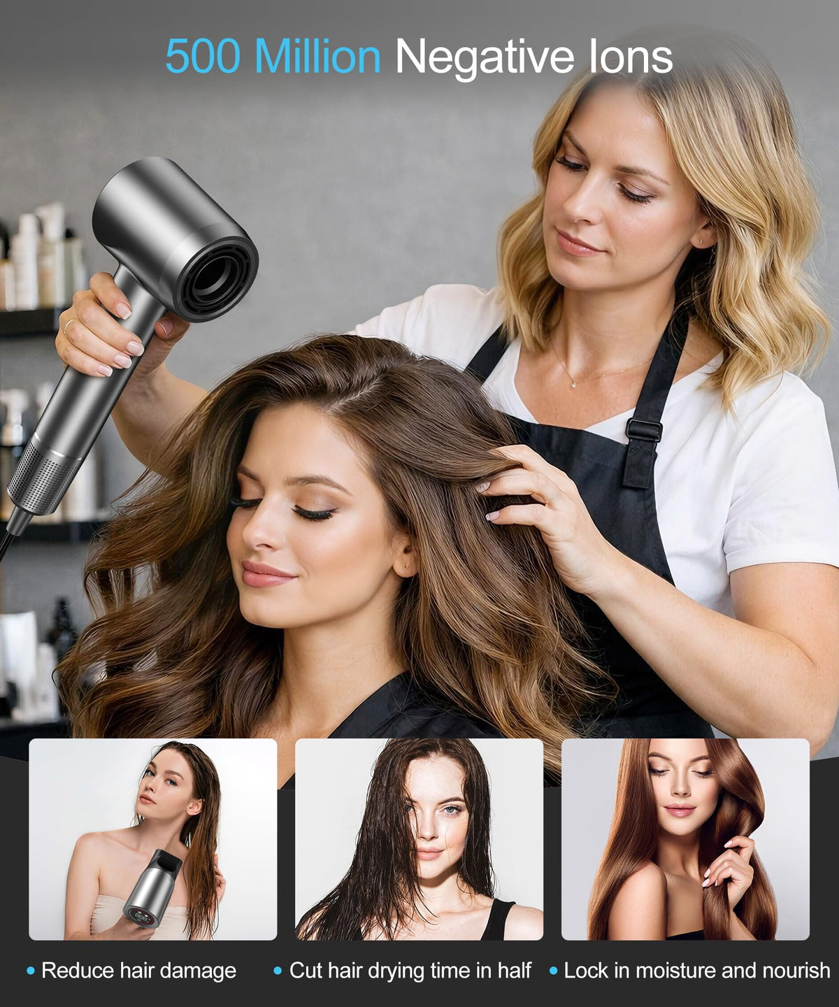 Cosy Companions Hair Dryer in use with flowing hair