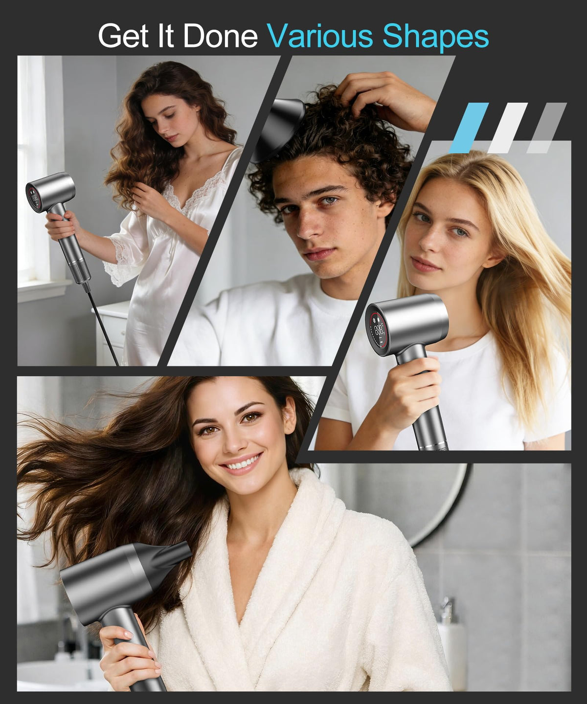 Cosy Companions Hair Dryer settings displayed on HD screen