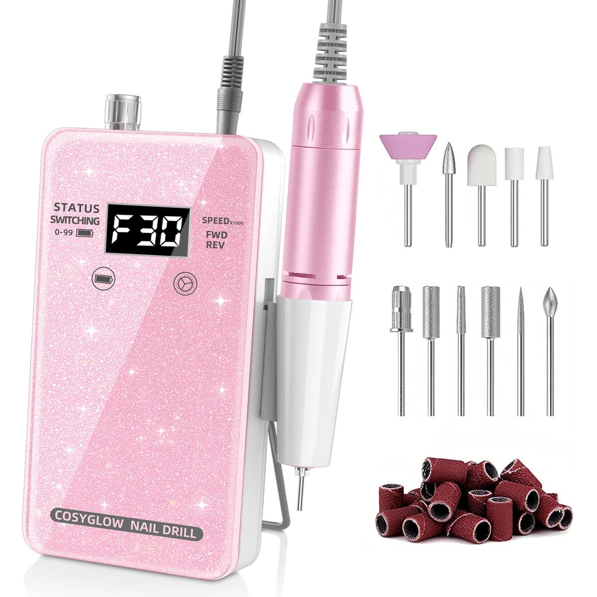 COSYGLOW Electric Nail Drill Kit pink model front view