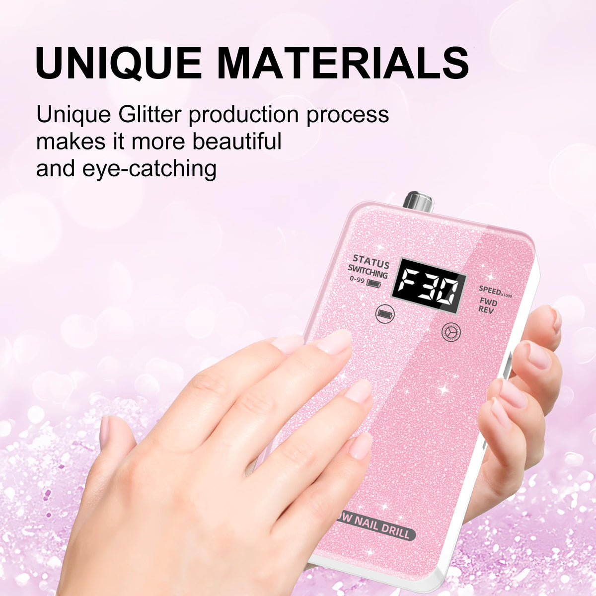 COSYGLOW nail drill with glitter design and drill bits