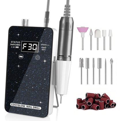 COSYGLOW Portable Cordless Nail Drill Kit with glitter design