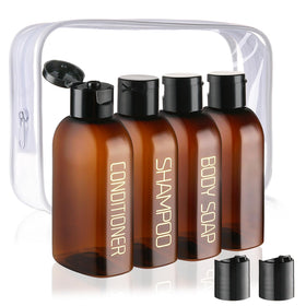 Cosywell 4 Pack Travel Bottles with labelled caps front view