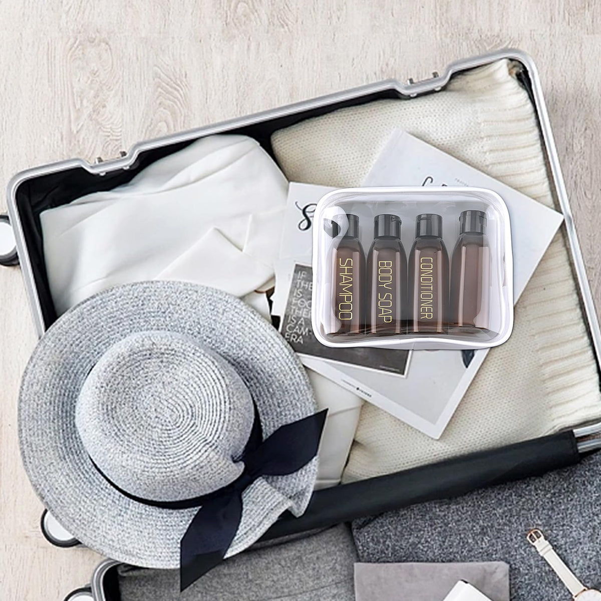 Cosywell Travel Bottles in use during travel