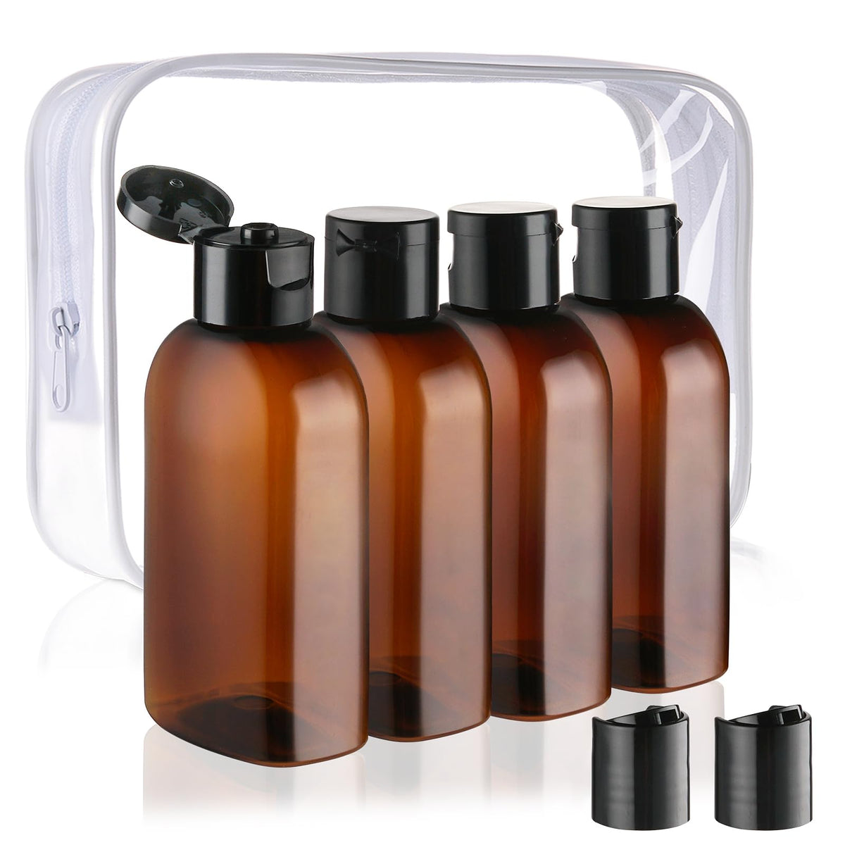 Cosywell Travel Shampoo Bottles set of 4 with clear travel bag