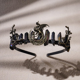 CoTeeZa Black Fairy Crystal Crown displayed in elegant packaging