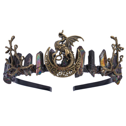 CoTeeZa Black Fairy Crystal Crown front view with various original crystals