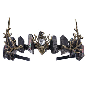 CoTeeZa Fairy Black Crystal Crown front view with various crystals
