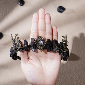 CoTeeZa Fairy Black Crystal Crown on a model at a festive event