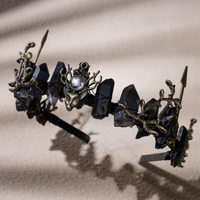 CoTeeZa Fairy Black Crystal Crown packaging with care instructions