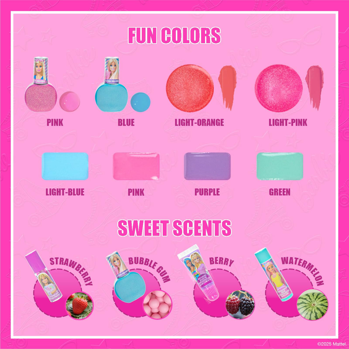 Cotton candy flavour lip glosses included in the set