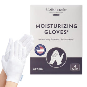 COTTONNERIE 100% cotton moisturising gloves front view