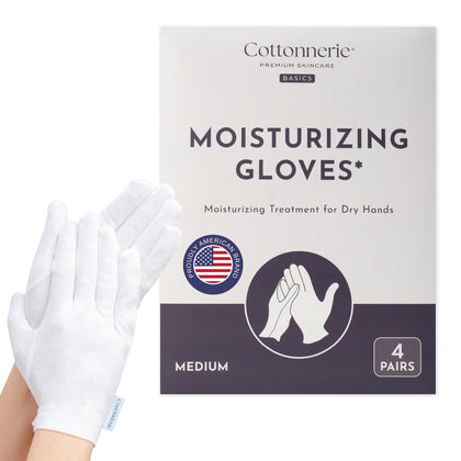 COTTONNERIE 100% cotton moisturising gloves front view