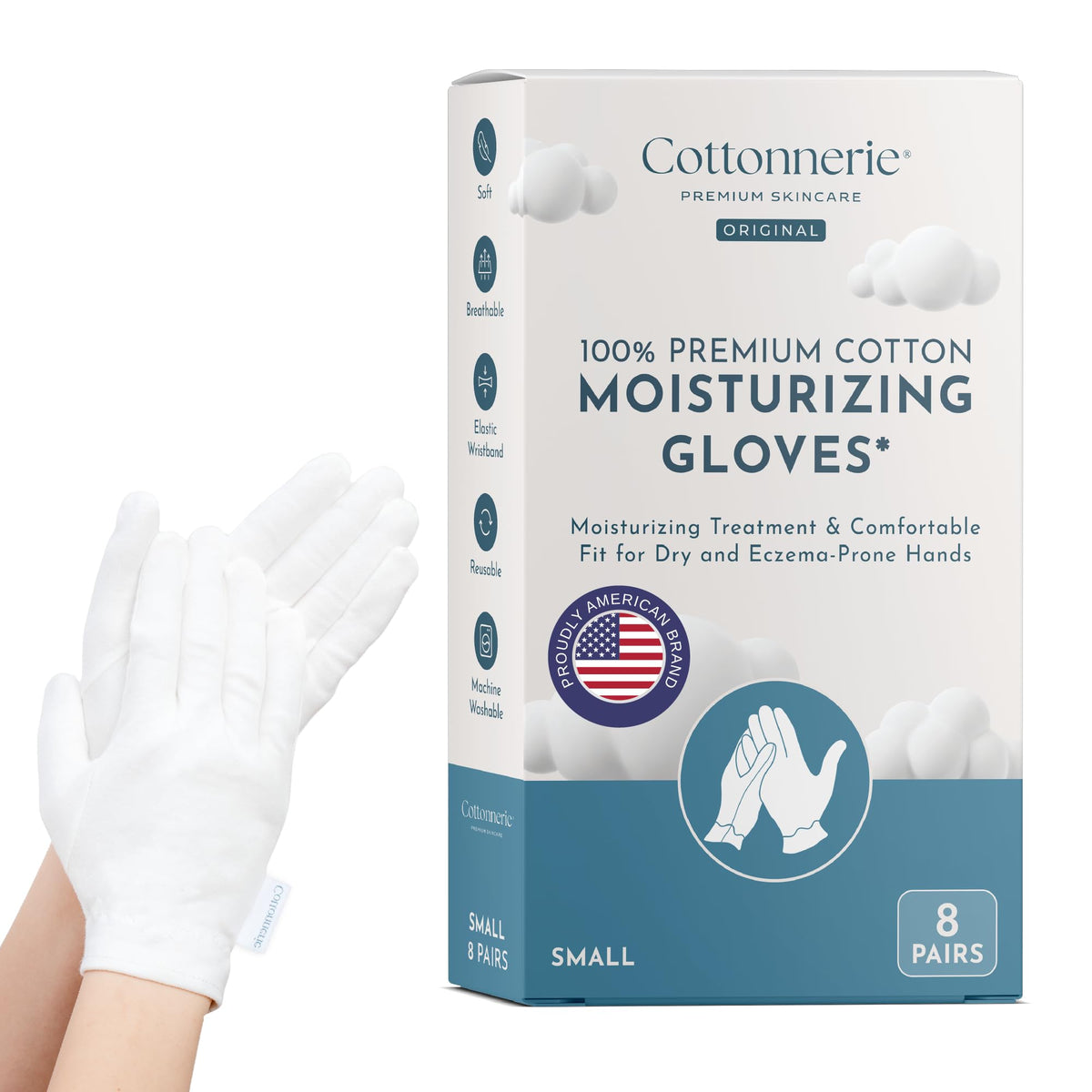 COTTONNERIE 8 pairs of cotton moisturising gloves for dry hands
