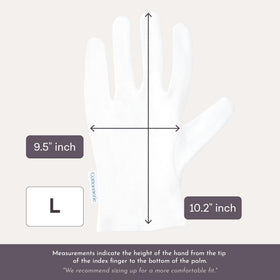 COTTONNERIE gloves worn on hands with lotion applied