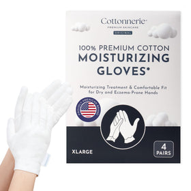 COTTONNERIE Moisturising Gloves front view in white