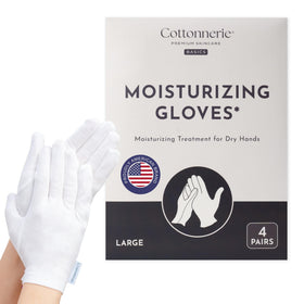 COTTONNERIE moisturising gloves front view in white cotton