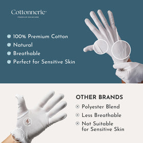 COTTONNERIE Moisturising Gloves laid flat with packaging