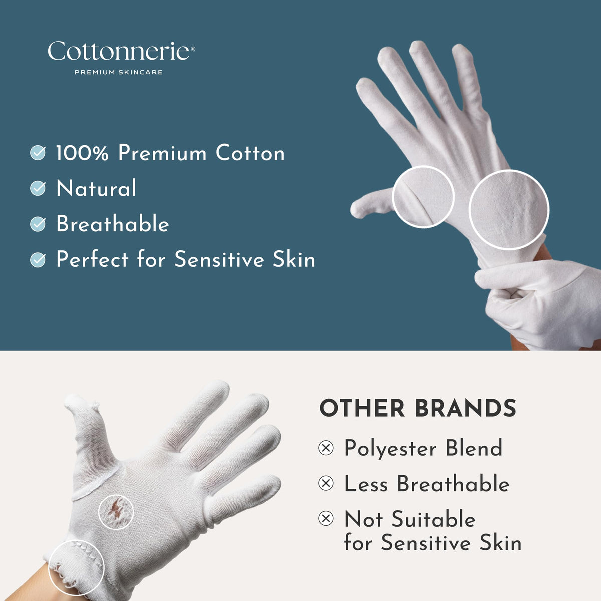COTTONNERIE Moisturising Gloves pink cotton close-up