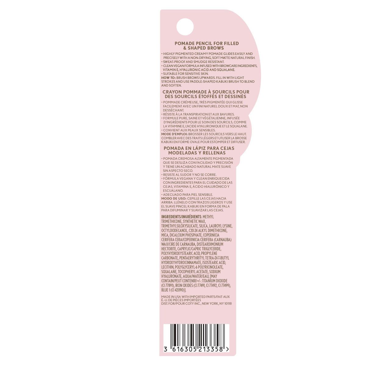 COVERGIRL Clean Fresh Brow Filler Pomade 300 Auburn with ingredients list