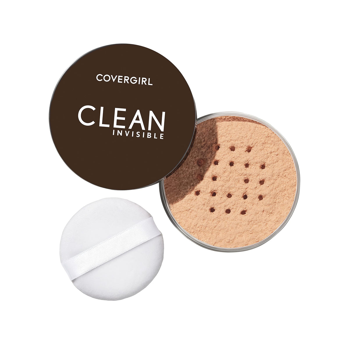 COVERGIRL Clean Invisible Loose Powder front view with applicator