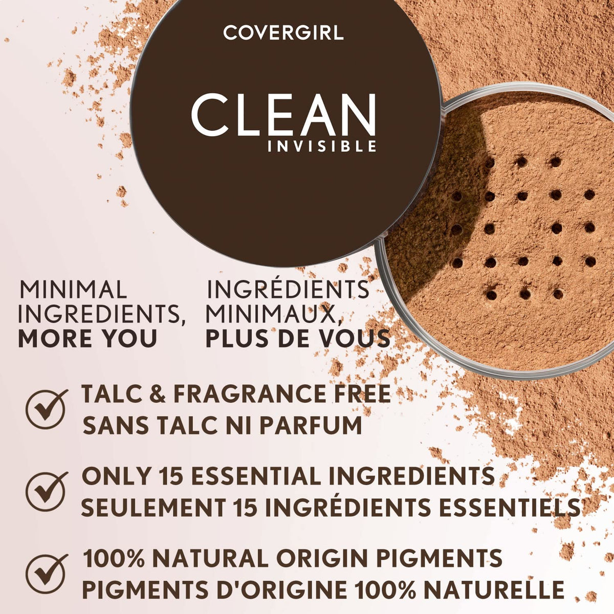 COVERGIRL Clean Invisible Loose Powder Translucent Deep on skin swatch