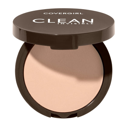 COVERGIRL Clean Invisible Pressed Powder front view with applicator puff