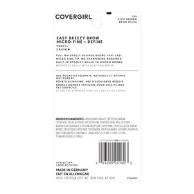 COVERGIRL Easy Breezy Brow Pencil showing easy removal with soap
