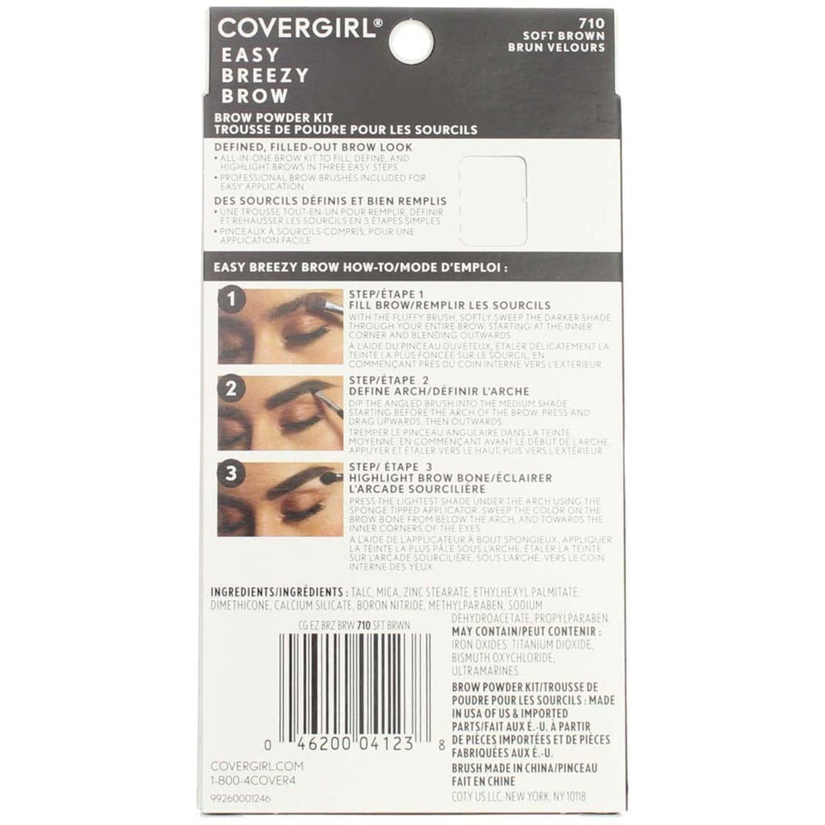 COVERGIRL Easy Breezy Brow Powder Kit professional double-ended brush