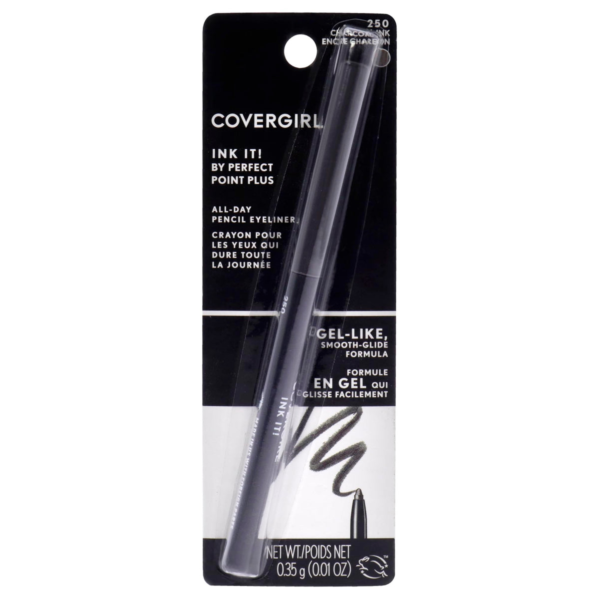 COVERGIRL Ink It Waterproof Eyeliner front view with self-sharpening tip