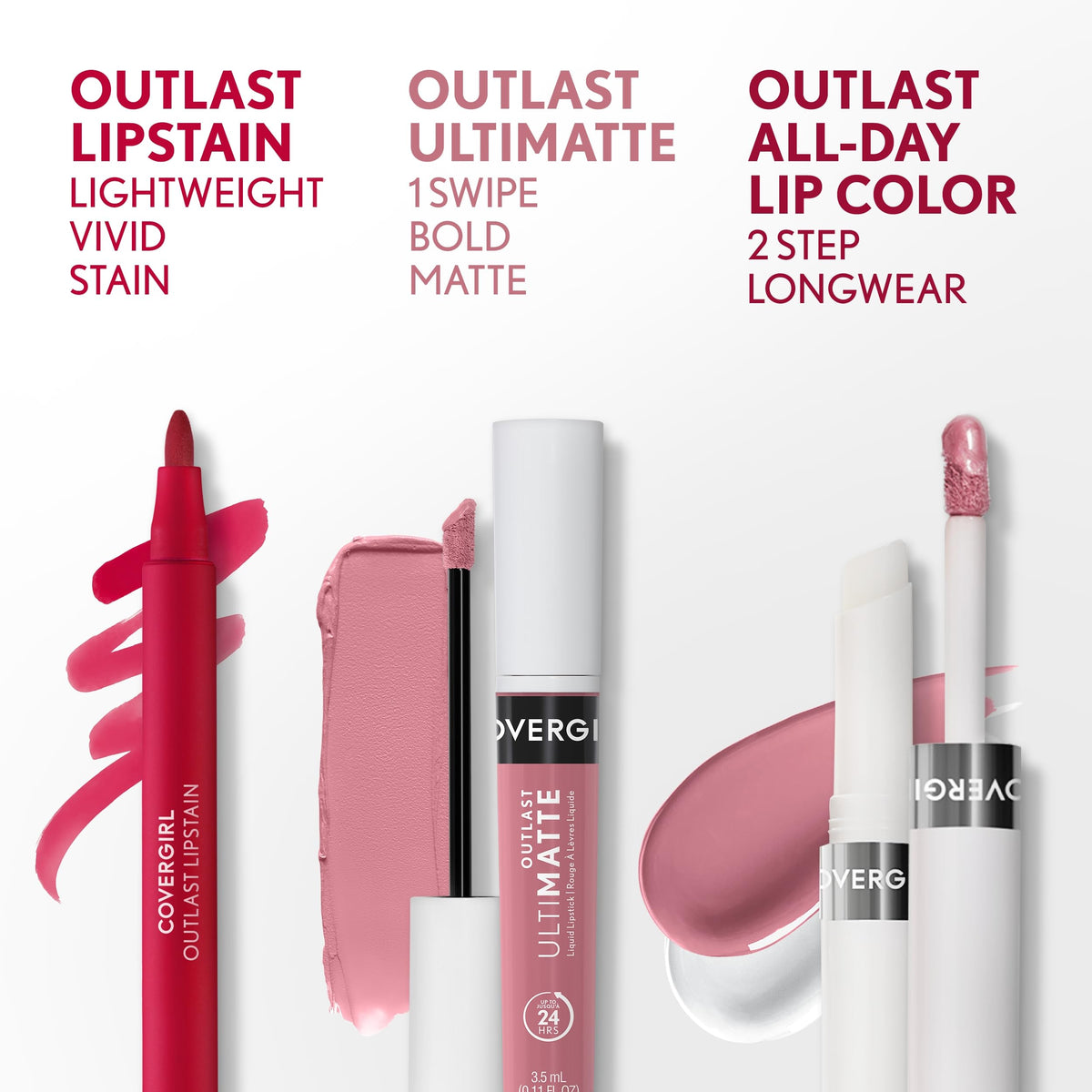 COVERGIRL Outlast All-Day Lip Color Deep Cool with makeup accessories