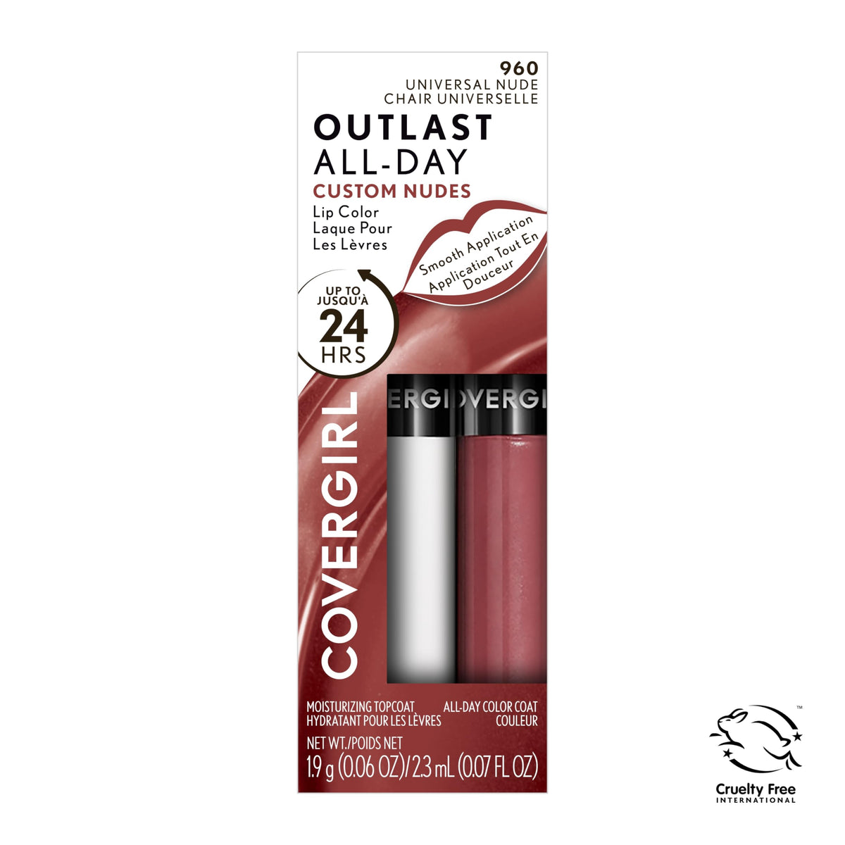 COVERGIRL Outlast All-Day Lip Color Universal Nude 960 close-up of applicator