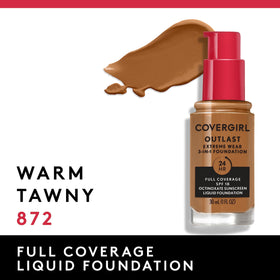 COVERGIRL Outlast Extreme Wear Foundation side view showing pump dispenser