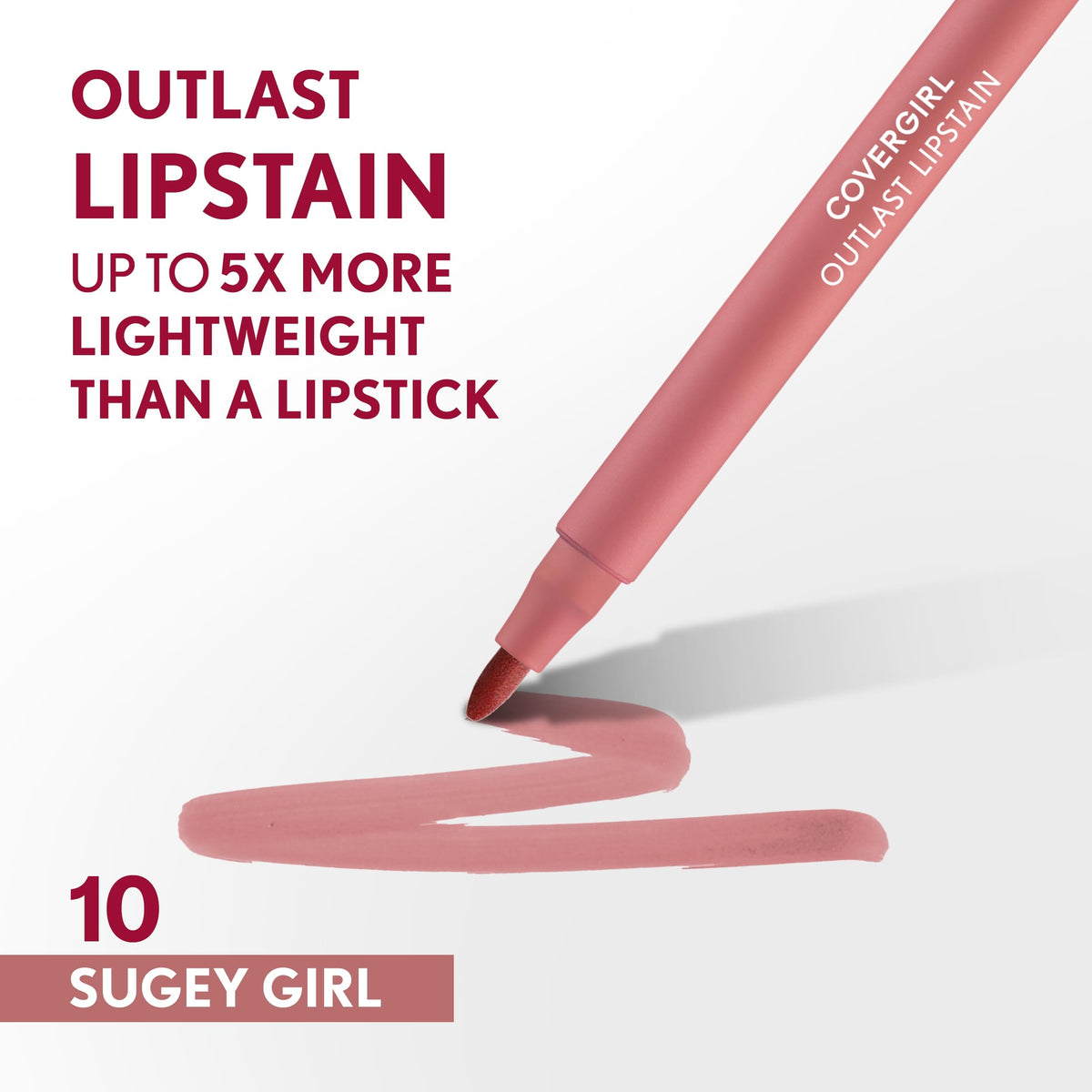 COVERGIRL Outlast Lipstain 10 Sugey Girl pen-like applicator