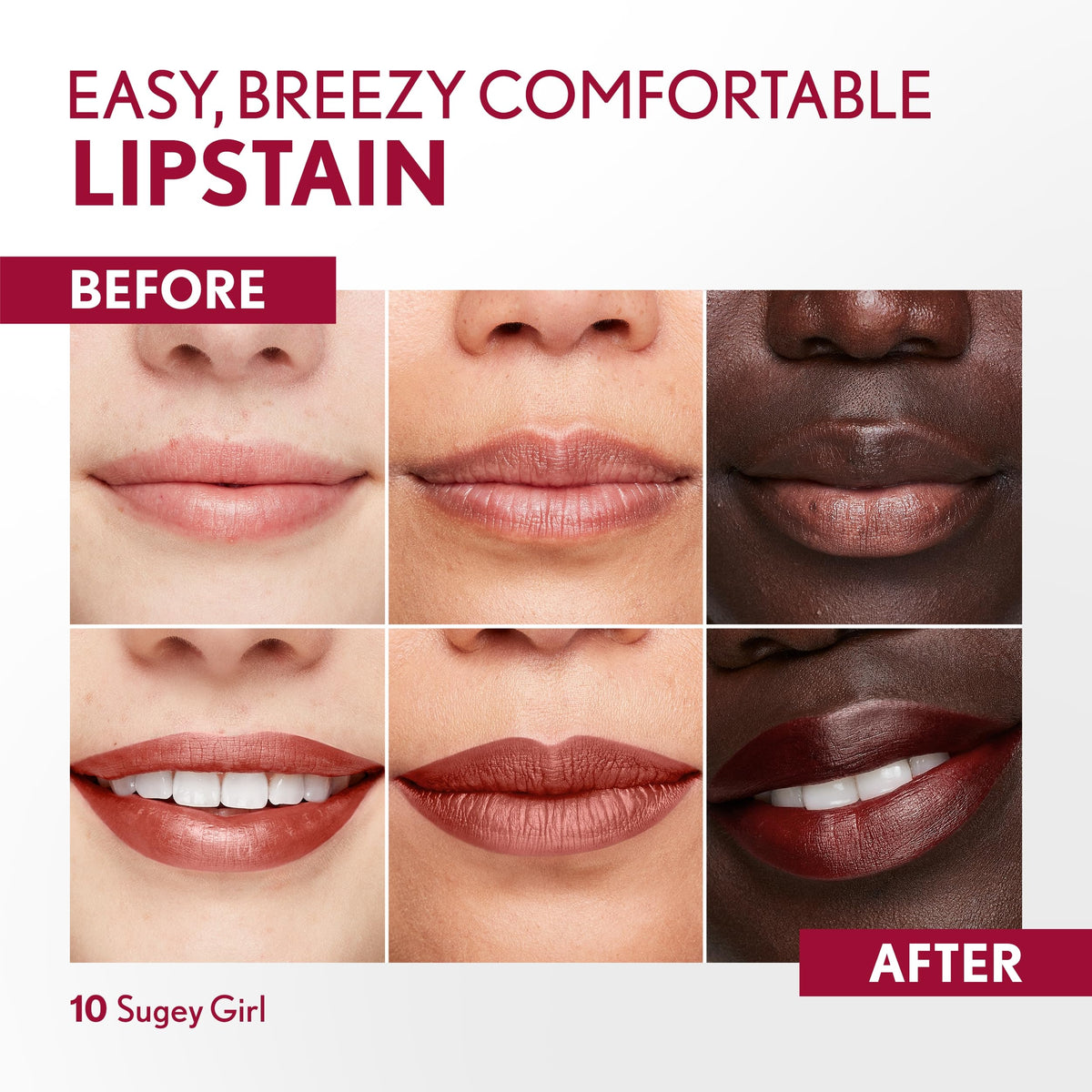 COVERGIRL Outlast Lipstain 10 Sugey Girl satin finish swatch