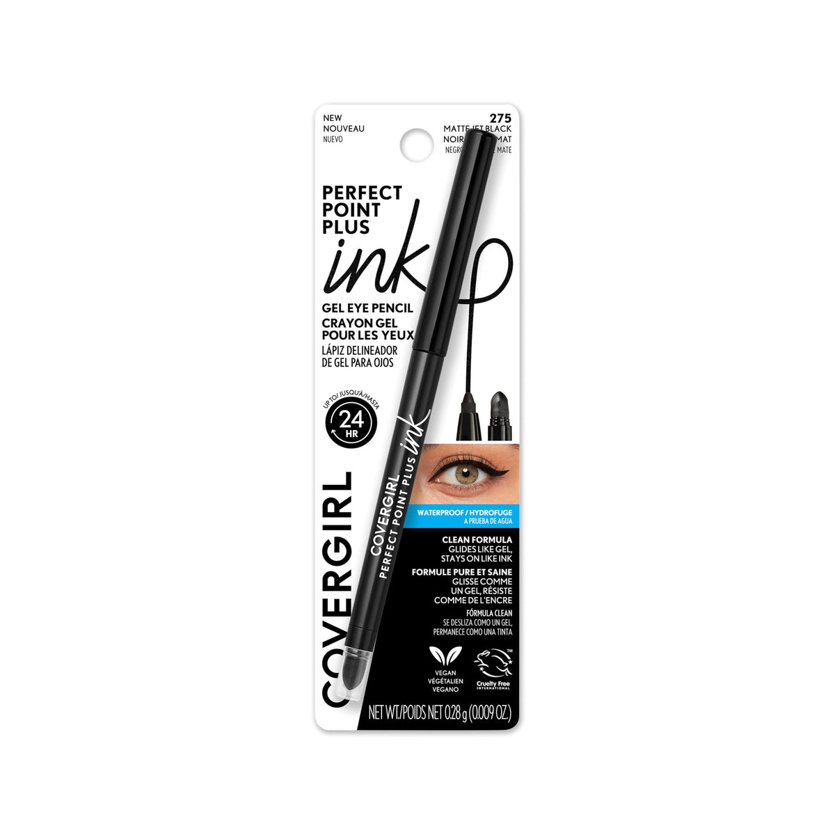 COVERGIRL Perfect Point Plus Ink Gel Eye Pencil in matte jet black front view