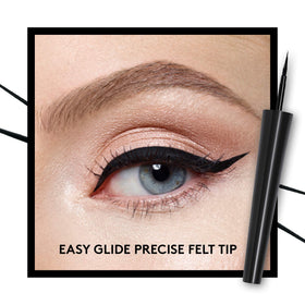 COVERGIRL Perfect Point Plus Liquid Eyeliner Charcoal in use during makeup application