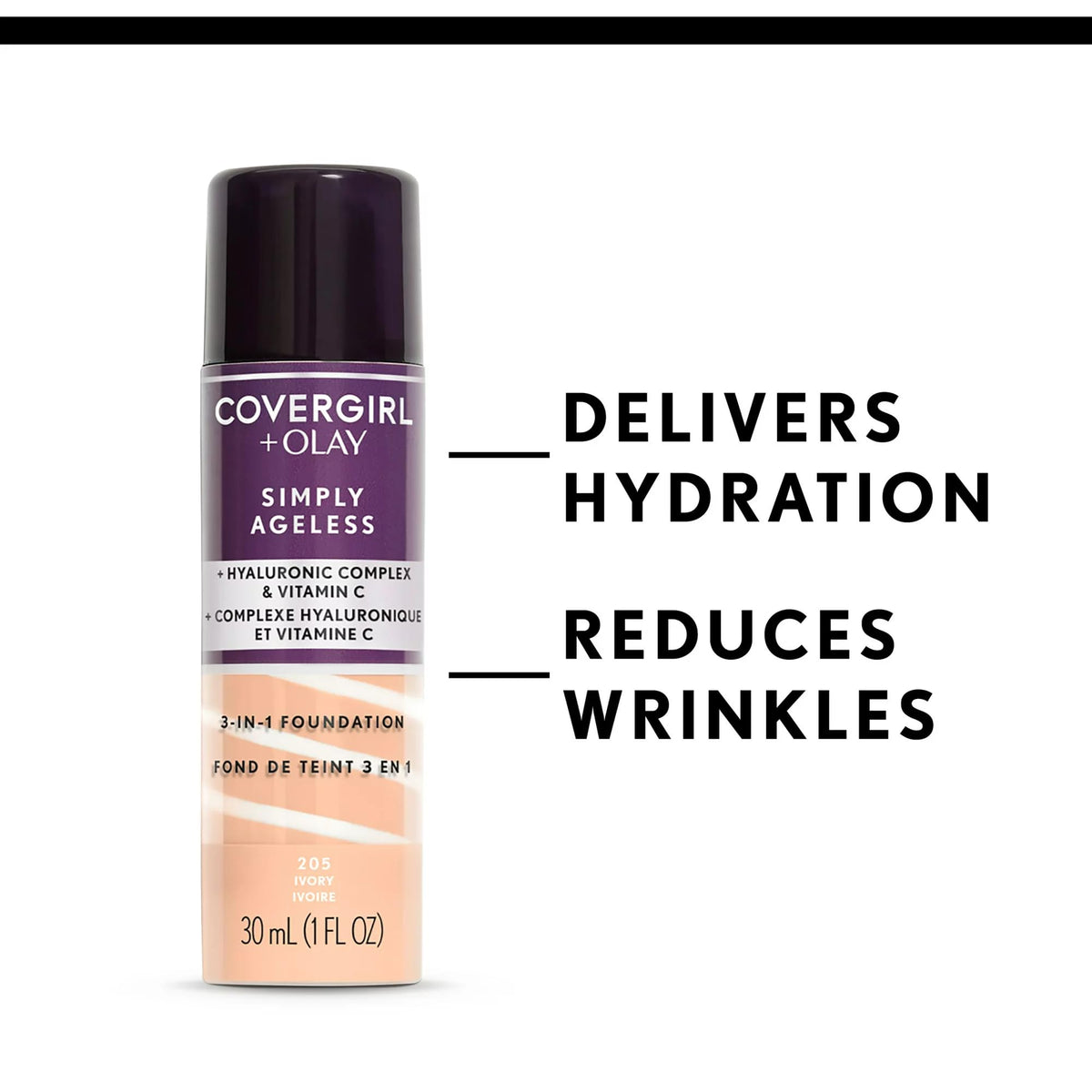 COVERGIRL Simply Ageless 3-in-1 Foundation 275 Soft Sable swatch on skin