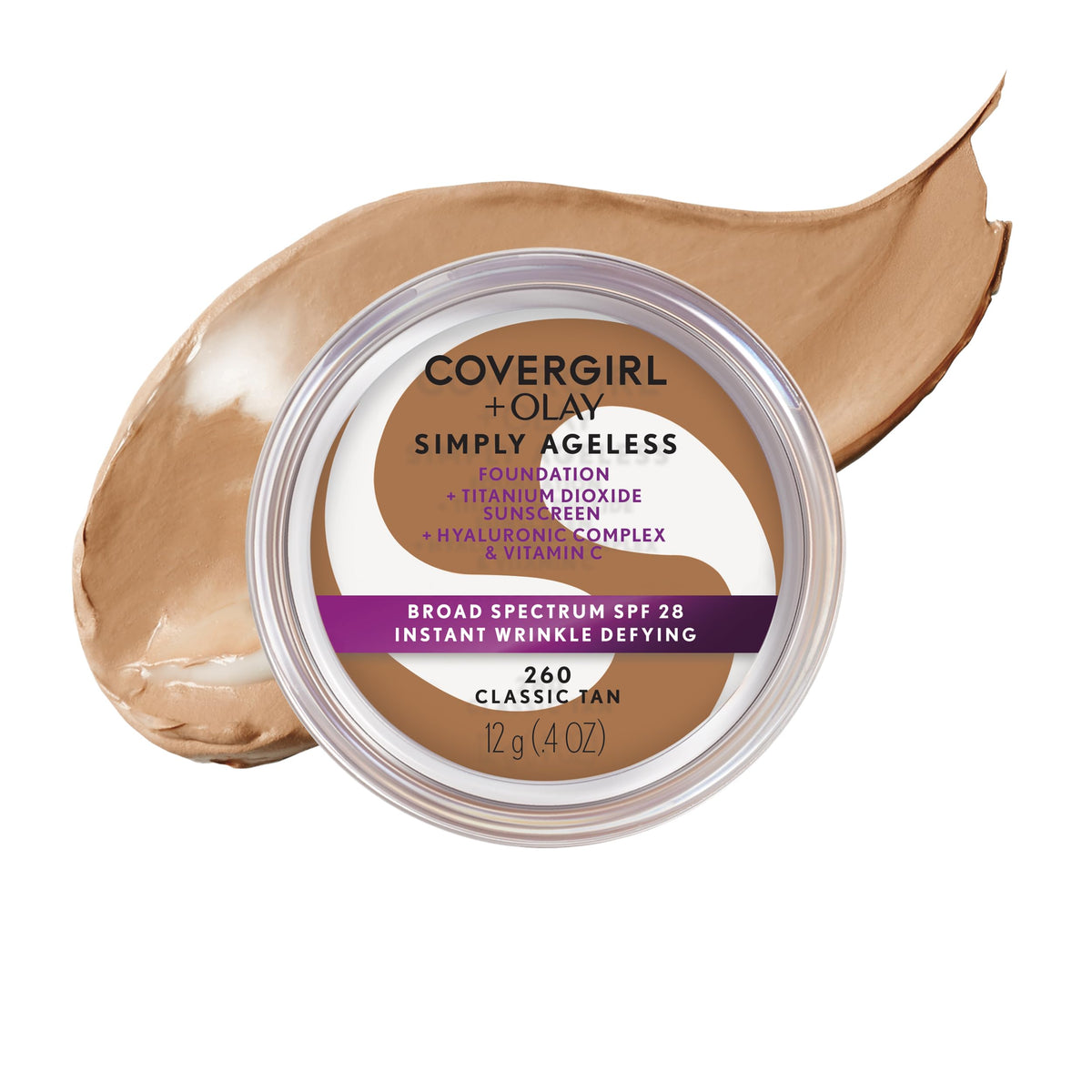 COVERGIRL Simply Ageless Foundation 260 Classic Tan front view