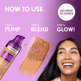 COVERGIRL Simply Ageless Skin Perfector Foundation 50 Medium-Tan application on skin