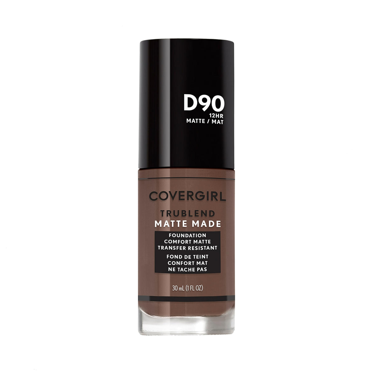 COVERGIRL TruBlend Matte Made Liquid Foundation D90 Espresso front view