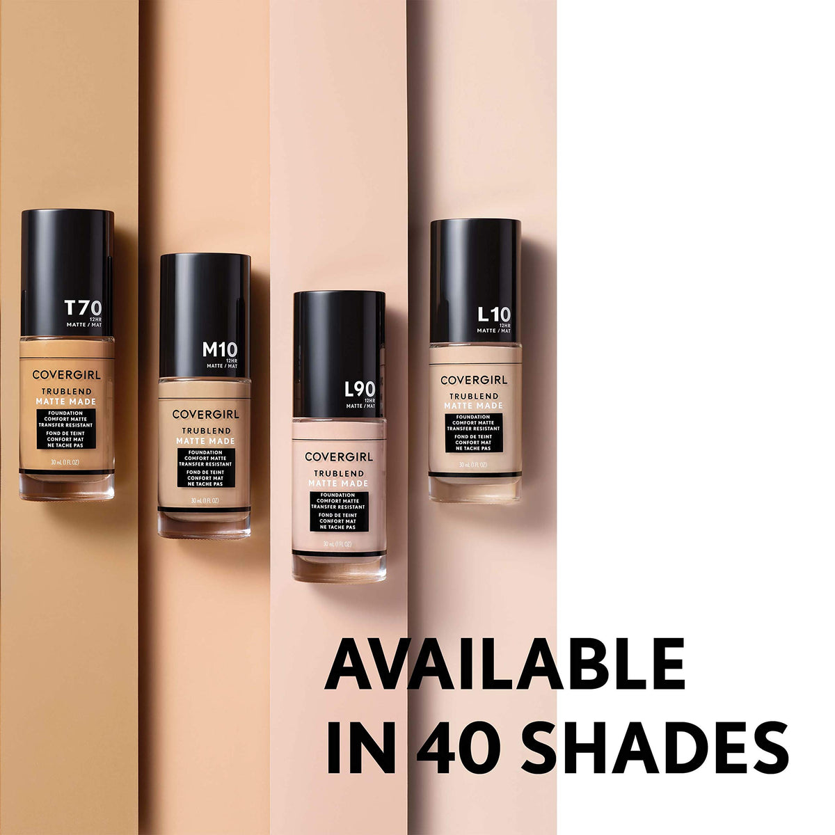 COVERGIRL TruBlend Matte Made Liquid Foundation Porcelain shade range