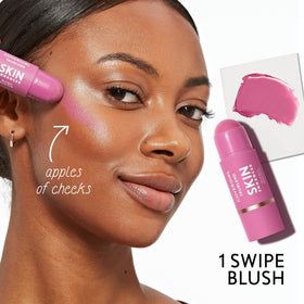 COVERGIRL Trublend Skin support Blush Balm Stick 225 Candied Strawberry with other makeup products