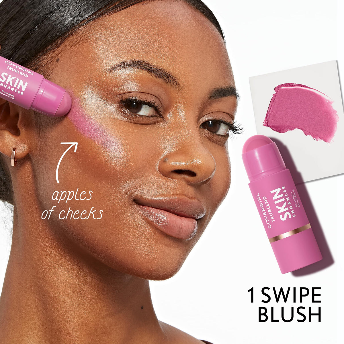 COVERGIRL Trublend Skin support Blush Balm Stick 255 Midnight Plum in a makeup bag
