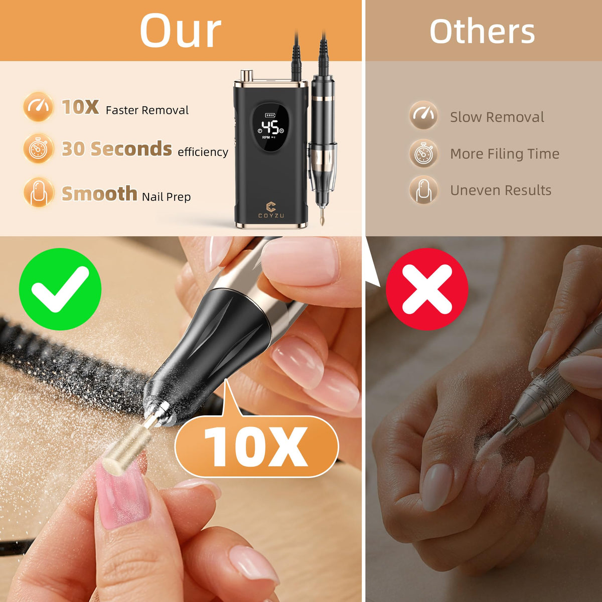 COYZU Electric Nail Drill with adjustable speed knob