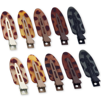 Cptots 10 Pcs Creaseless Hair Clips Set in tortoiseshell design
