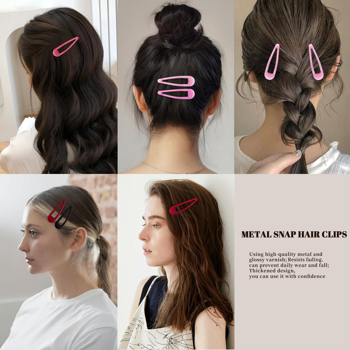 Cptots hair barrettes arranged by colour on a flat surface