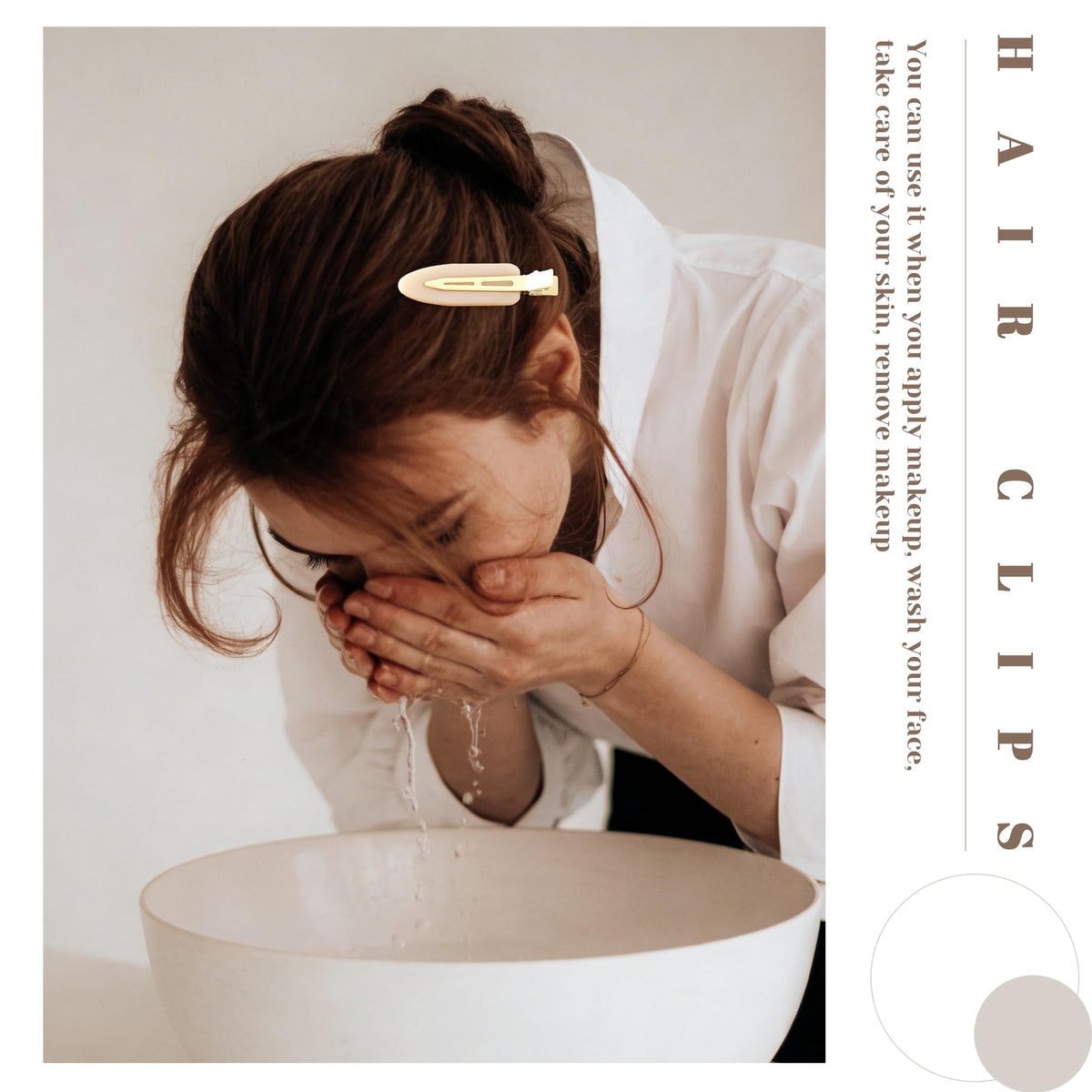 Cptots hair clips used during a skincare routine