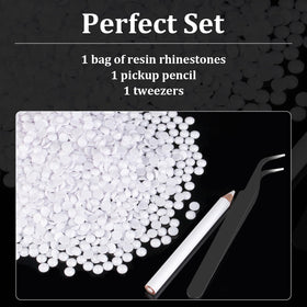 Craft project using BELLEBOOST 3mm white resin rhinestones on a tumbler