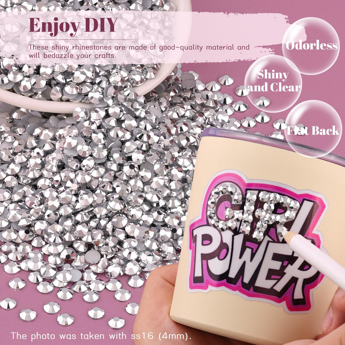 Craft project using BELLEBOOST rhinestones on a tumbler